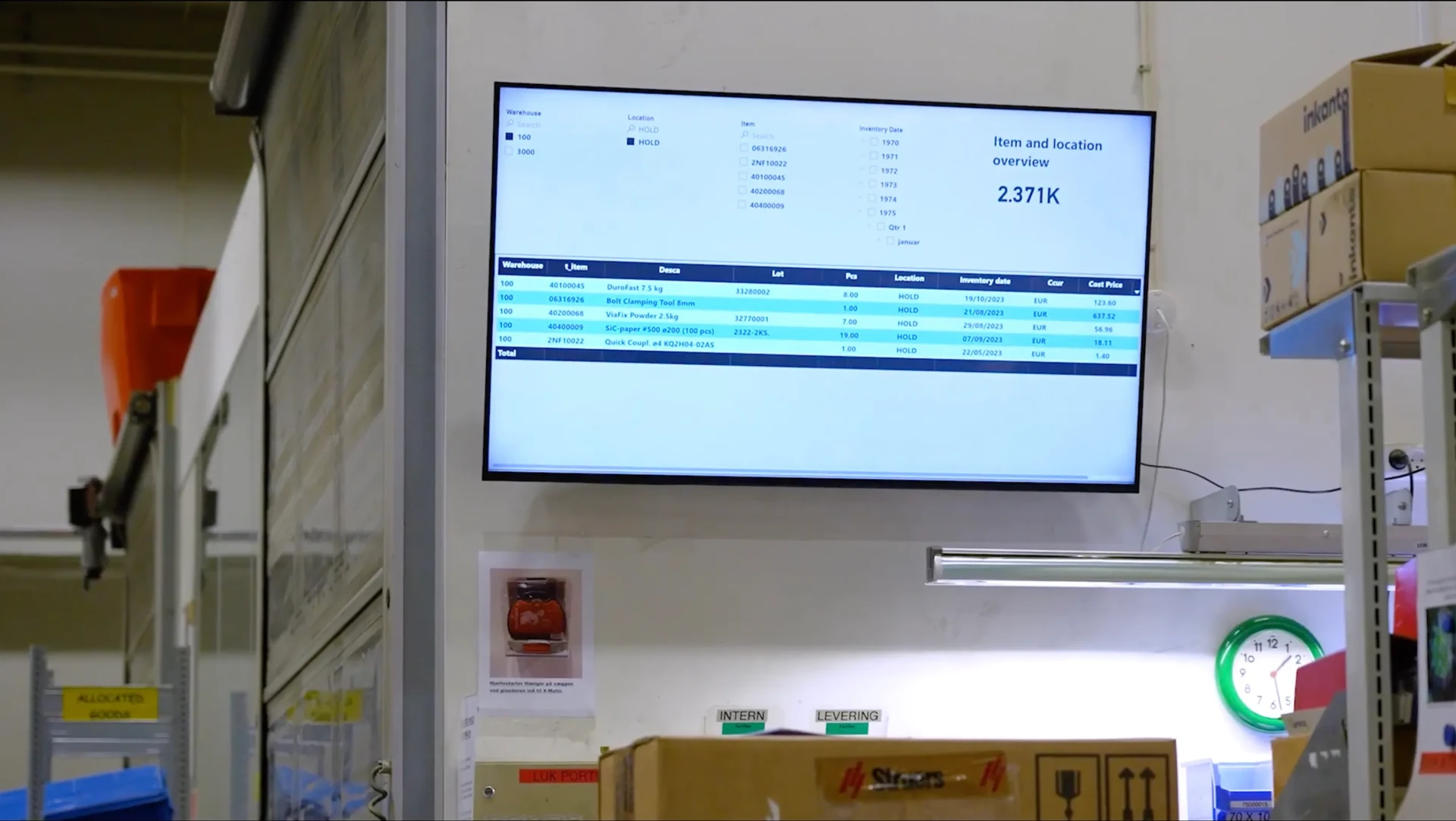 Manufacturing floor screen showing production output and quality dashboards