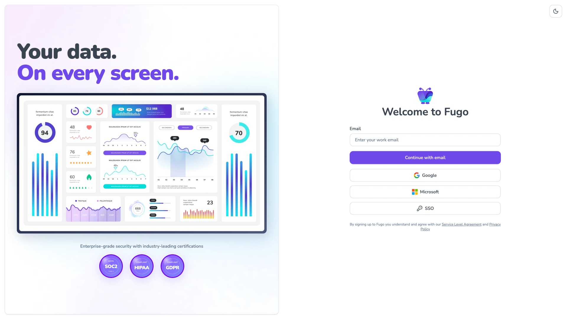 Fugo CMS sign-up page where you create your account to run Fugo on Windows