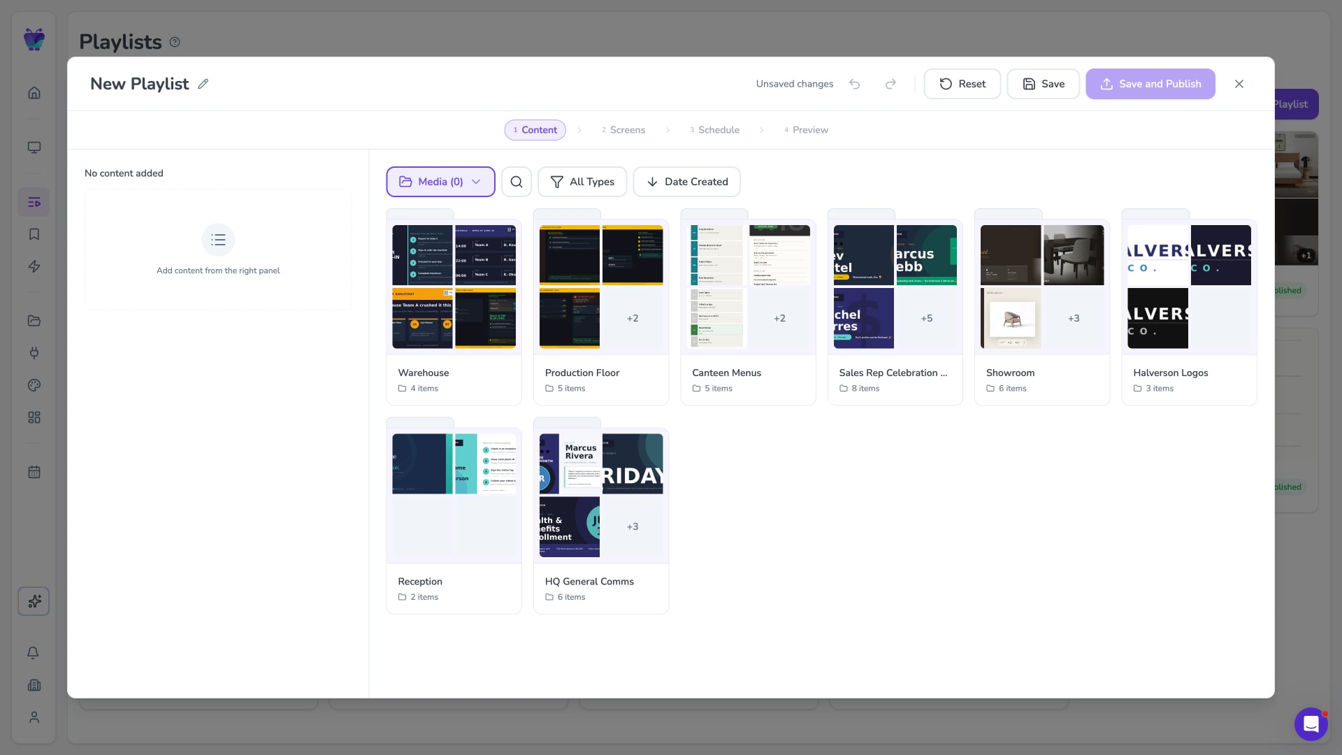 Fugo playlist builder combining data, notices and schedules for an information board