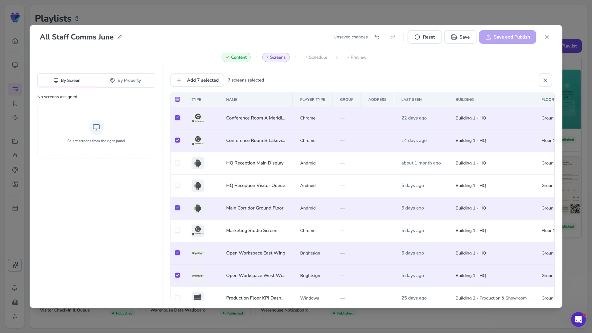 Screen targeting