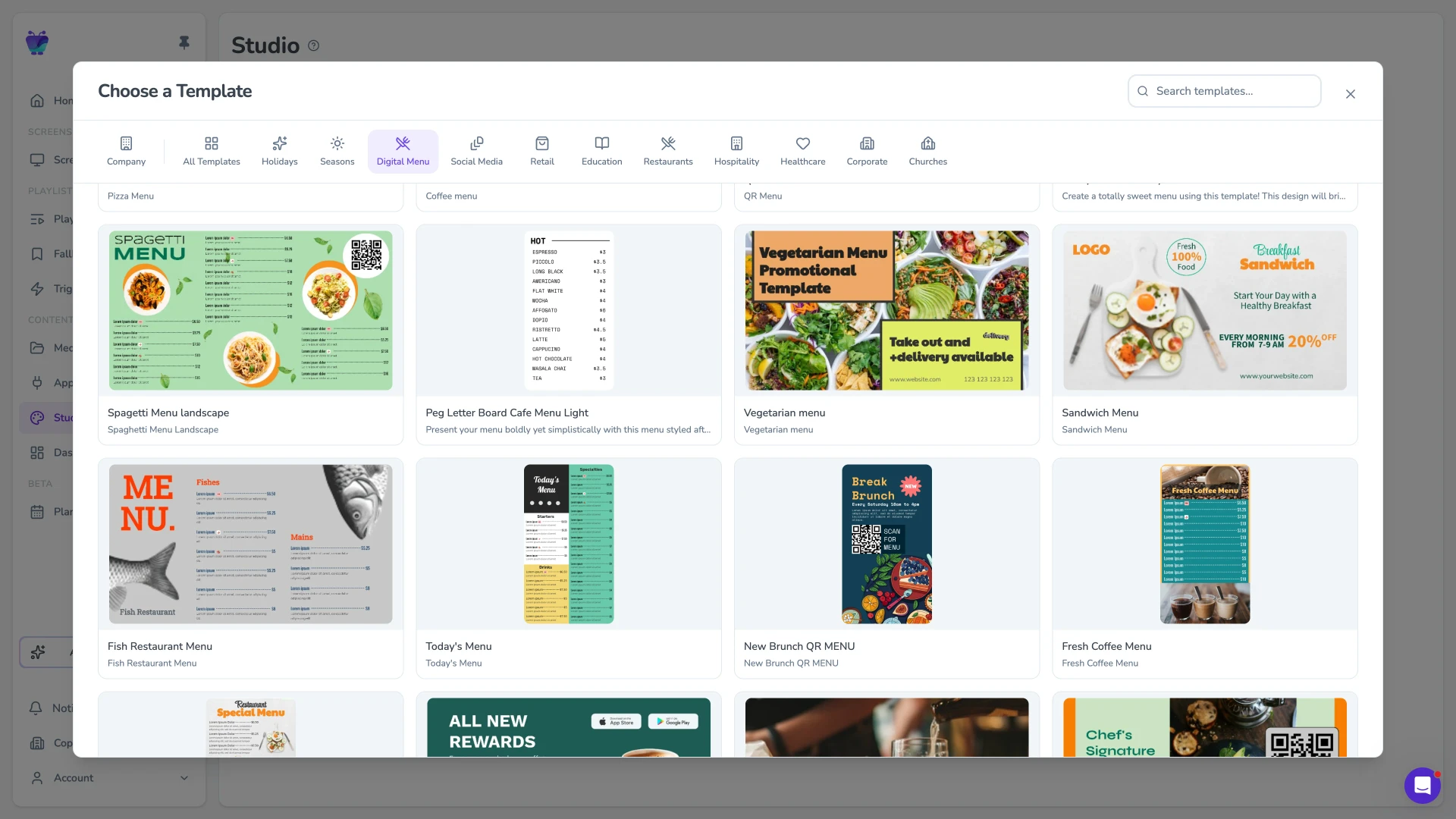 Fugo scheduling interface showing dayparted content plan for bar screens