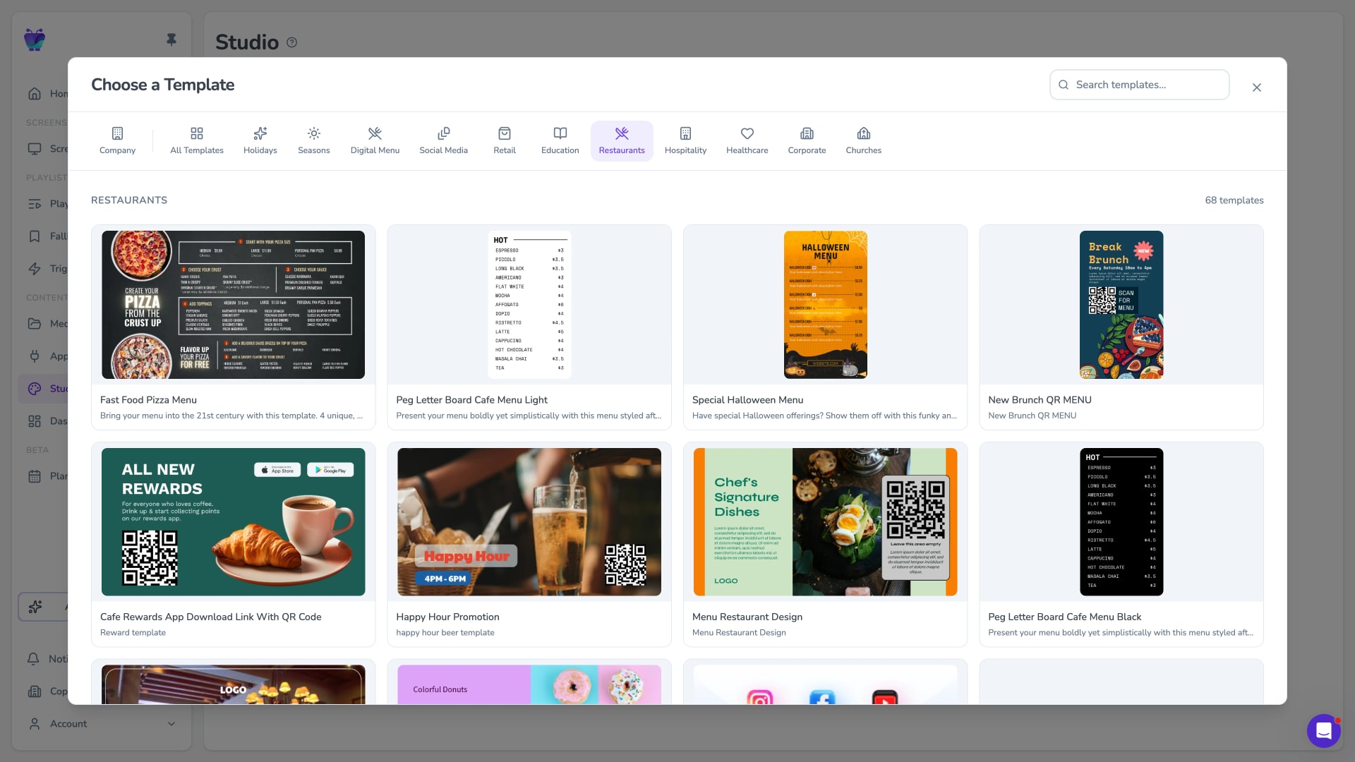 Fugo scheduling interface showing dayparted menu switching plan for a restaurant