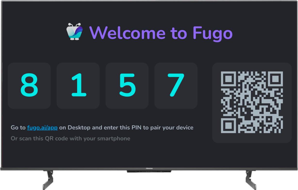 PIN displayed on TV screen for pairing