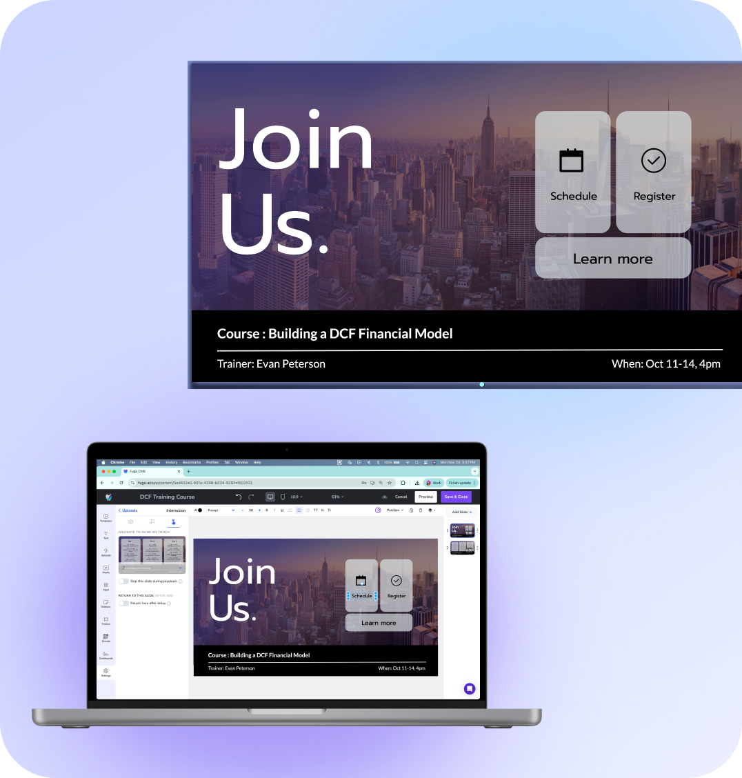 Touch screen interactive content